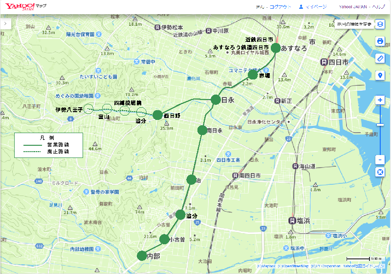 あすなろう鉄道の路線図