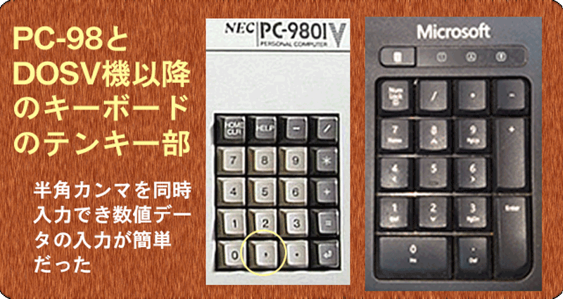 半角カンマのあるキーボード